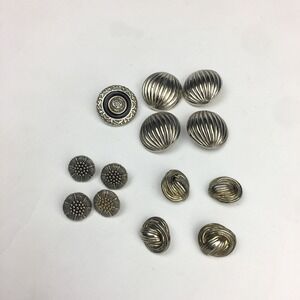 Lot of 13 Mixed Dark‎ Silver Toned Eccentric Design Shank Buttons Vintage READ